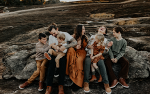 Family having fun laughing during family photos in Marietta, Ga. 