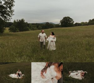 Mom and dad posting for maternity photos