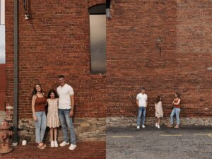 Family of 3 posing for family photos in Marietta, GA