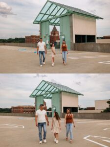 Family of 3 posing for family photos in Marietta, GA