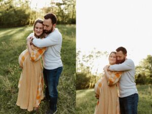 Couple posting for maternity photos in Marietta, Ga