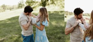 family of three posing for photos in the Spring in Marietta, GA. 